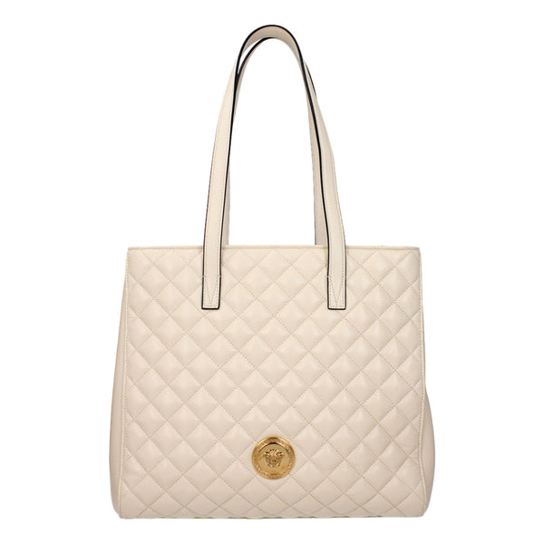 La Medusa Ivory Quilted Leather Totebag