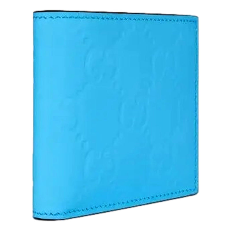 GG Leather Neon Blue Rubber Effect Bifold Wallet