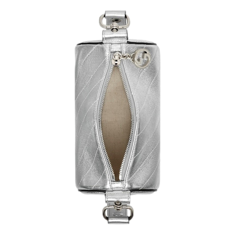 Blondie Mini Shoulder Bag in Metallic Silver Leather