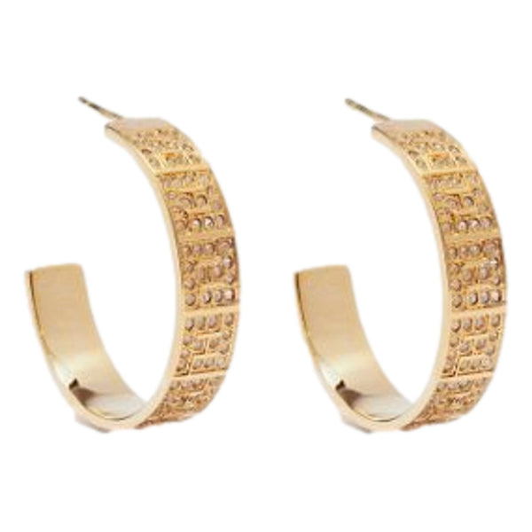FF Crystal Embellished Gold Hoop Earrings