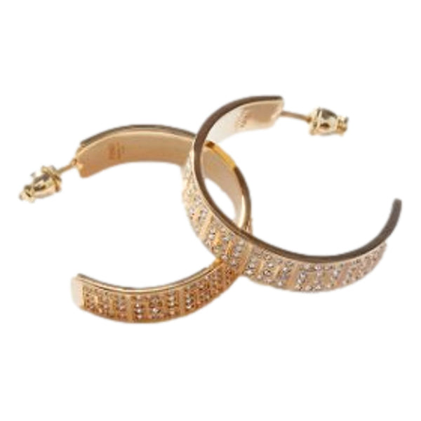FF Crystal Embellished Gold Hoop Earrings