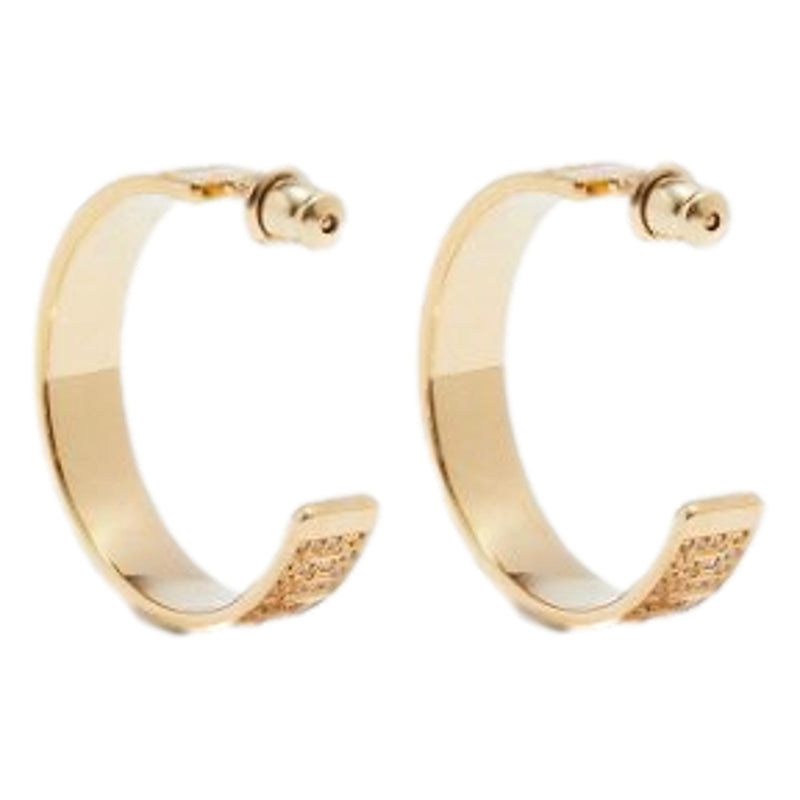FF Crystal Embellished Gold Hoop Earrings
