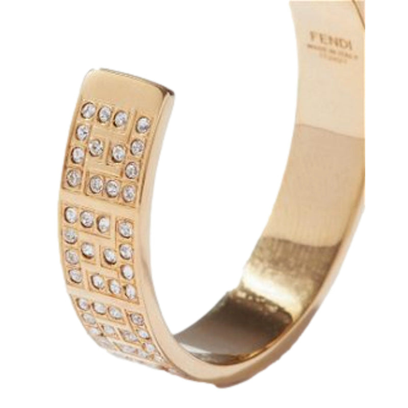 FF Crystal Embellished Gold Hoop Earrings