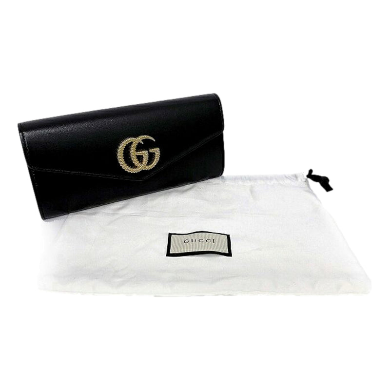 GG Black Leather Broadway Clutch