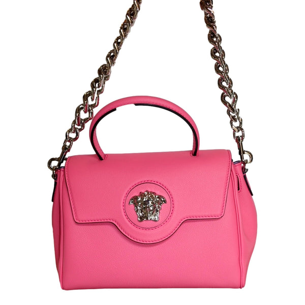 Top Handle Flamingo Pink Vitello Leather Handbag