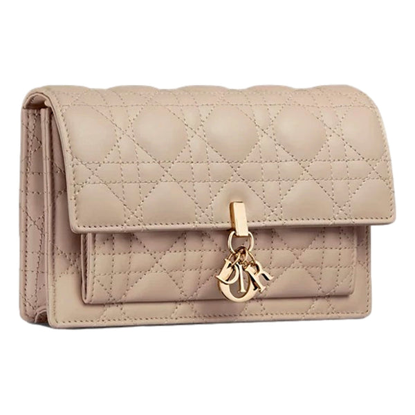 Daily Pouch with Chain Powder Beige Cannage Lambskin