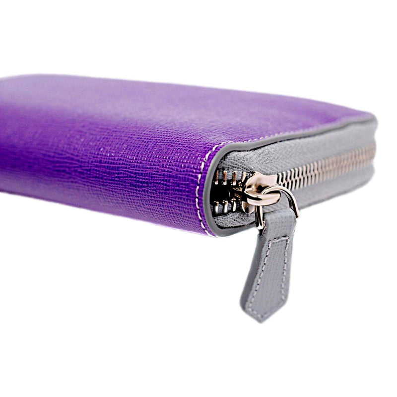 Monster Zip Pouch Clutch Cosmetic Bag Travel Purple Blue Leather