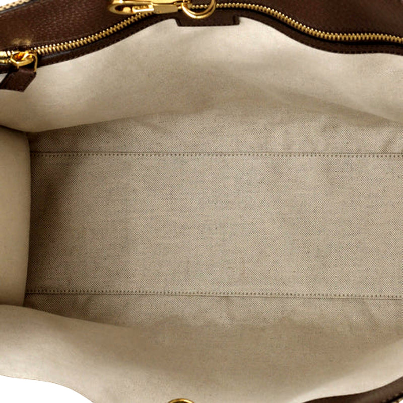 Beige Brown Canvas Jumbo GG Tote Bag Web Stripe Shoulder Strap