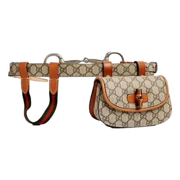 GG Supreme Monogram Web Bamboo 1947 Mini Belt Bag In Beige 75