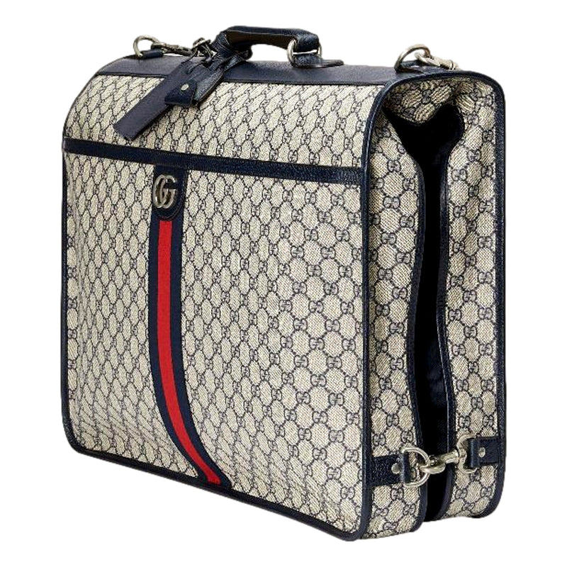 GG Supreme Canvas Blue Web Stripe Leather Garment Bag