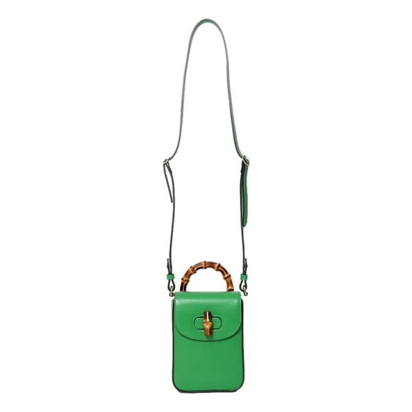 Bamboo Mini Handbag Top Handle Bag in Pink Leather