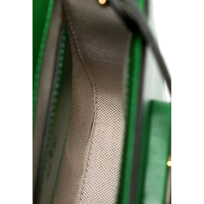 Bamboo Mini Handbag Top Handle Bag in Green Leather