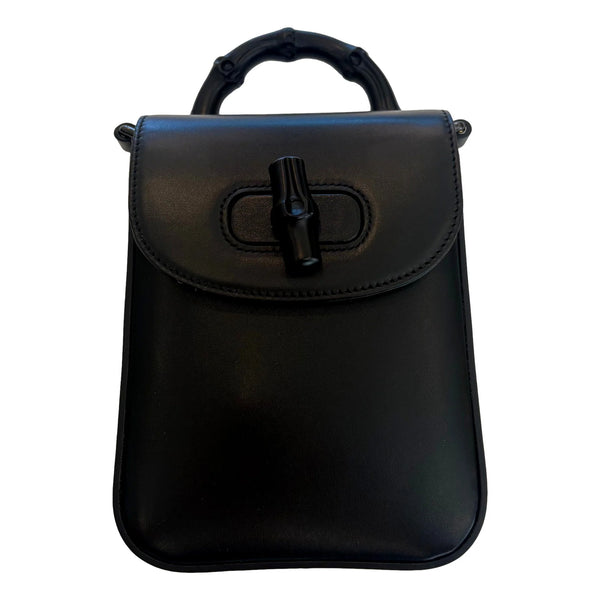 Bamboo 1947 Mini Handbag Top Handle Bag in Black Leather