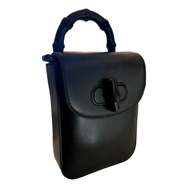 Bamboo 1947 Mini Handbag Top Handle Bag in Black Leather