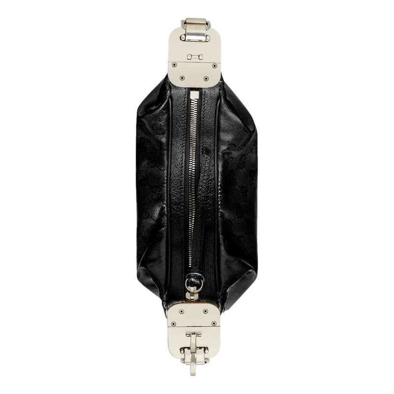 Attache Web Stripe Small Shoulder Bag Black Leather