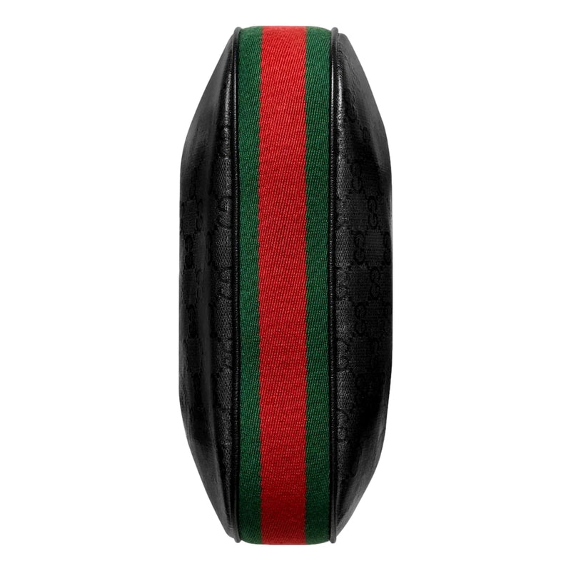 Attache Web Stripe Small Shoulder Bag Black Leather