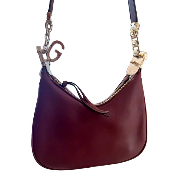 Attaché Small Shoulder Bag Burgundy Leather