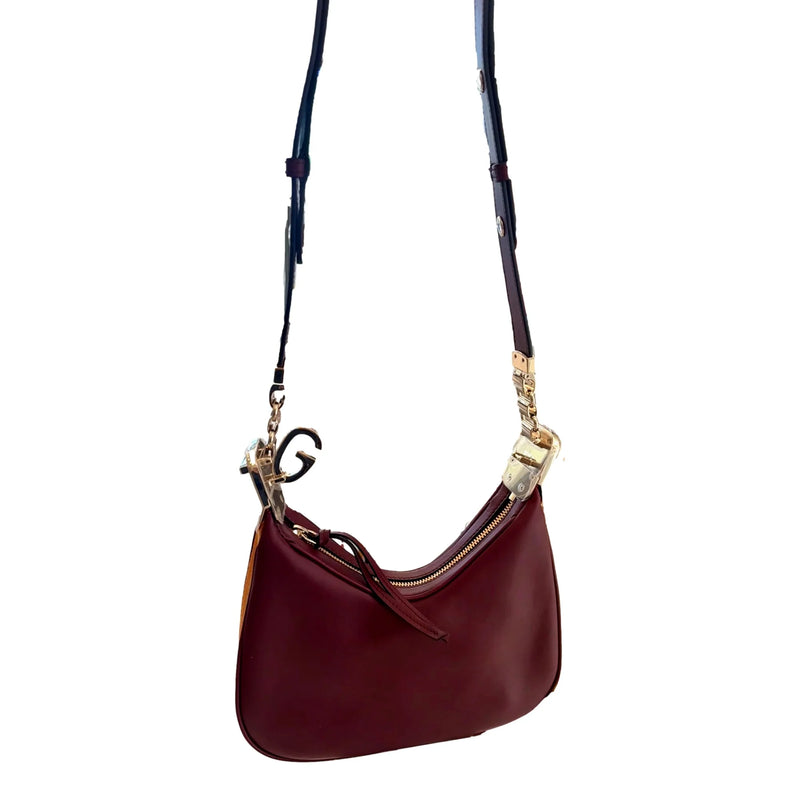 Attaché Small Shoulder Bag Burgundy Leather