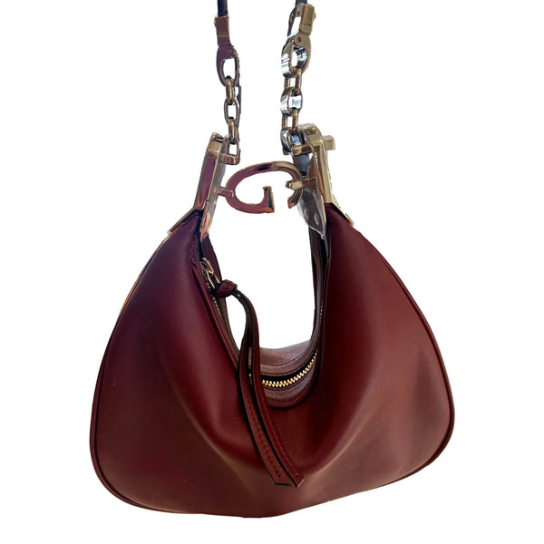Attaché Small Shoulder Bag Burgundy Leather