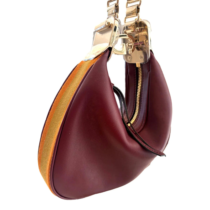 Attaché Small Shoulder Bag Burgundy Leather