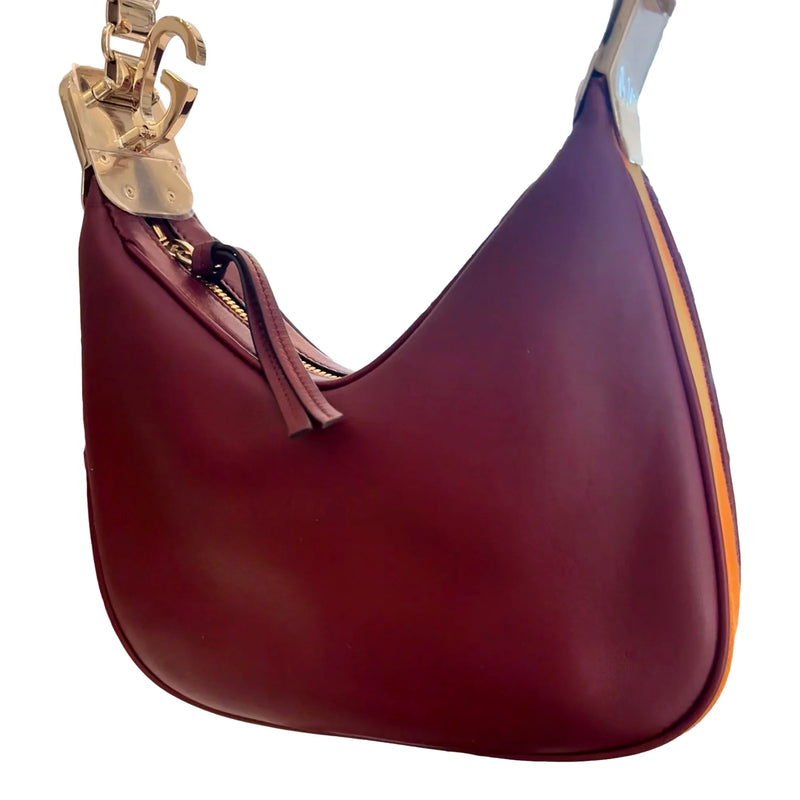 Attaché Small Shoulder Bag Burgundy Leather