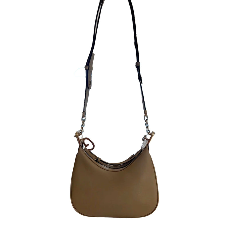 Attaché Small Shoulder Bag Beige Leather