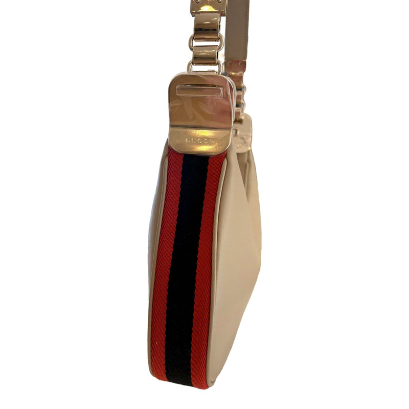 Attaché Small Shoulder Bag Beige Leather