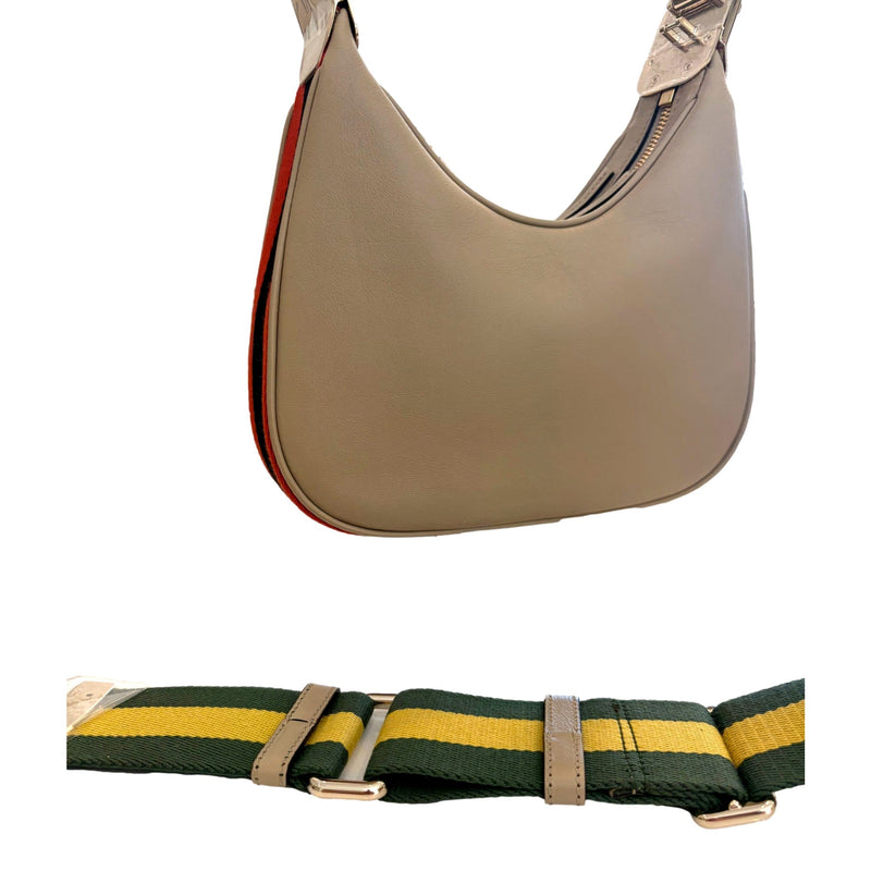 Attaché Small Shoulder Bag Beige Leather