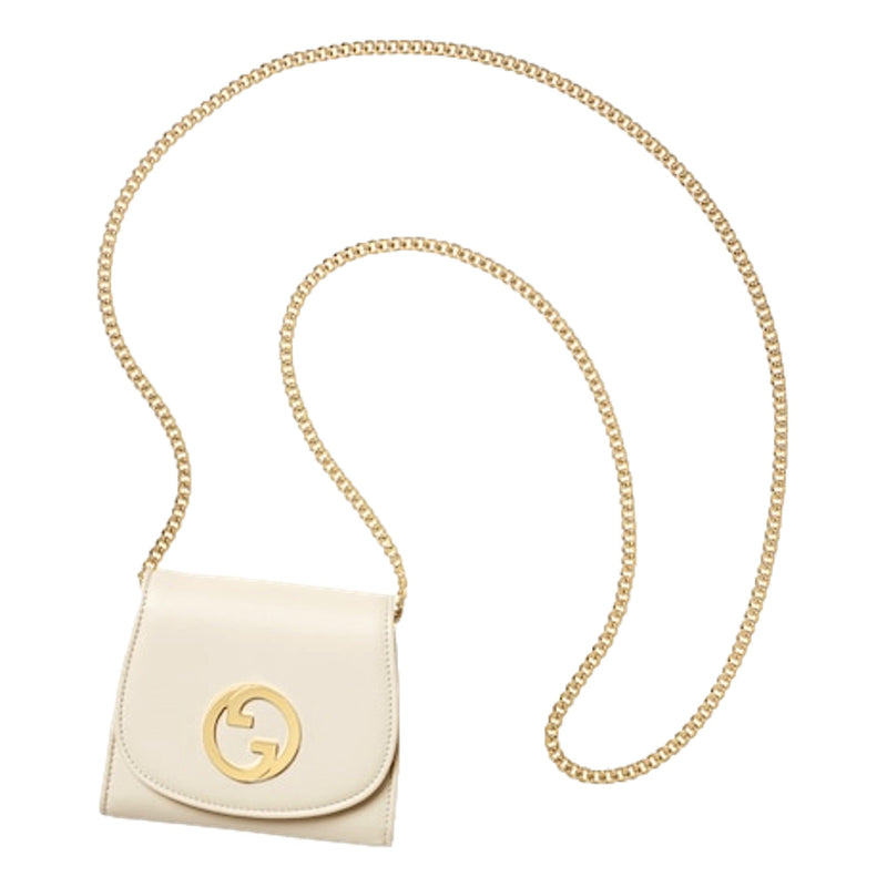 GG Blondie Medium Ivory Leather Wallet On A Chain