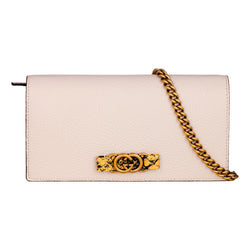 Interlocking Double G Python Leather Bow Chain Wallet Light Pink