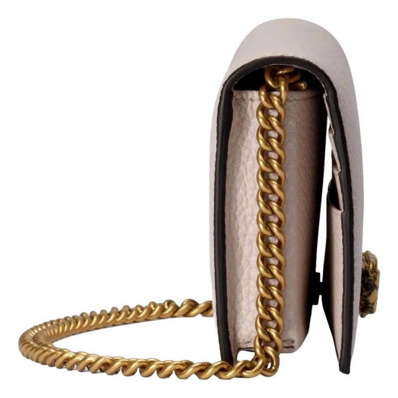 Interlocking Double G Python Leather Bow Chain Wallet Light Pink