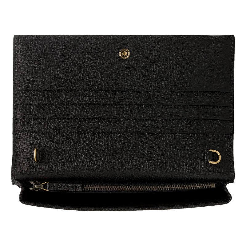 Interlocking Double G Python Leather Bow Chain Wallet Black