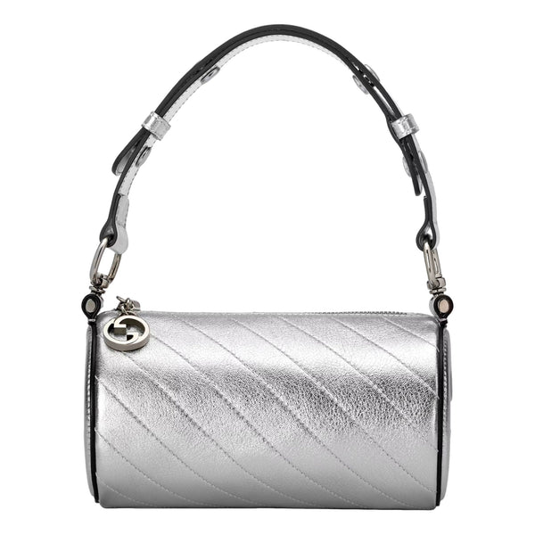 Blondie Mini Shoulder Bag in Metallic Silver Leather