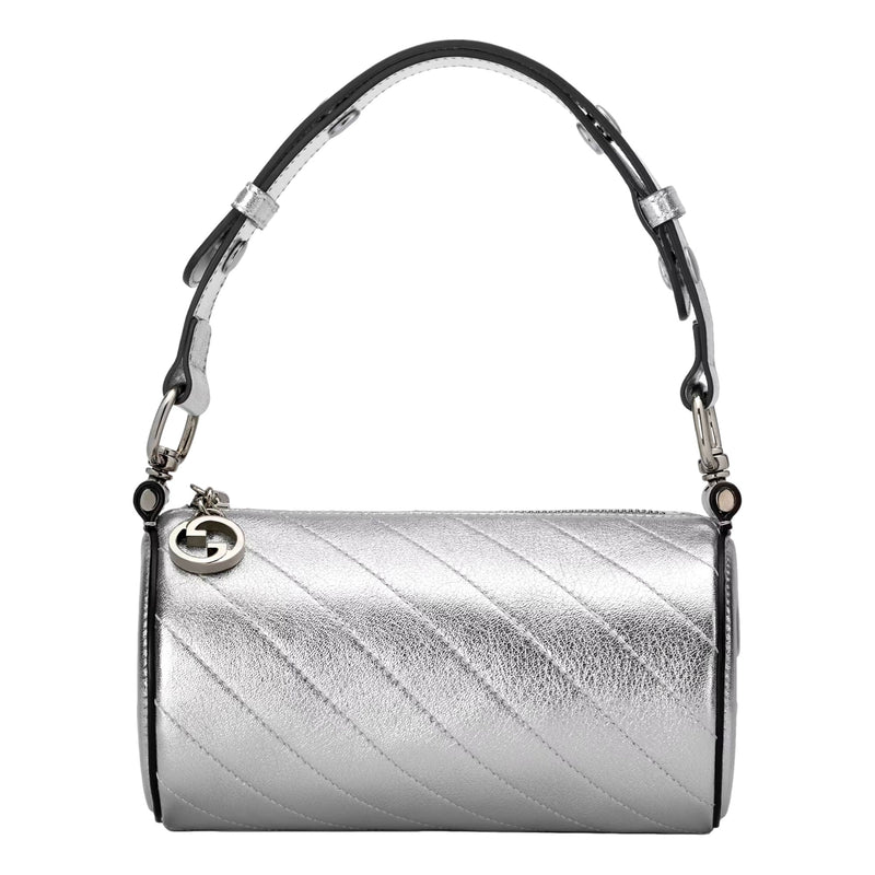 Blondie Mini Shoulder Bag in Metallic Silver Leather