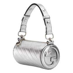 Blondie Mini Shoulder Bag in Metallic Silver Leather