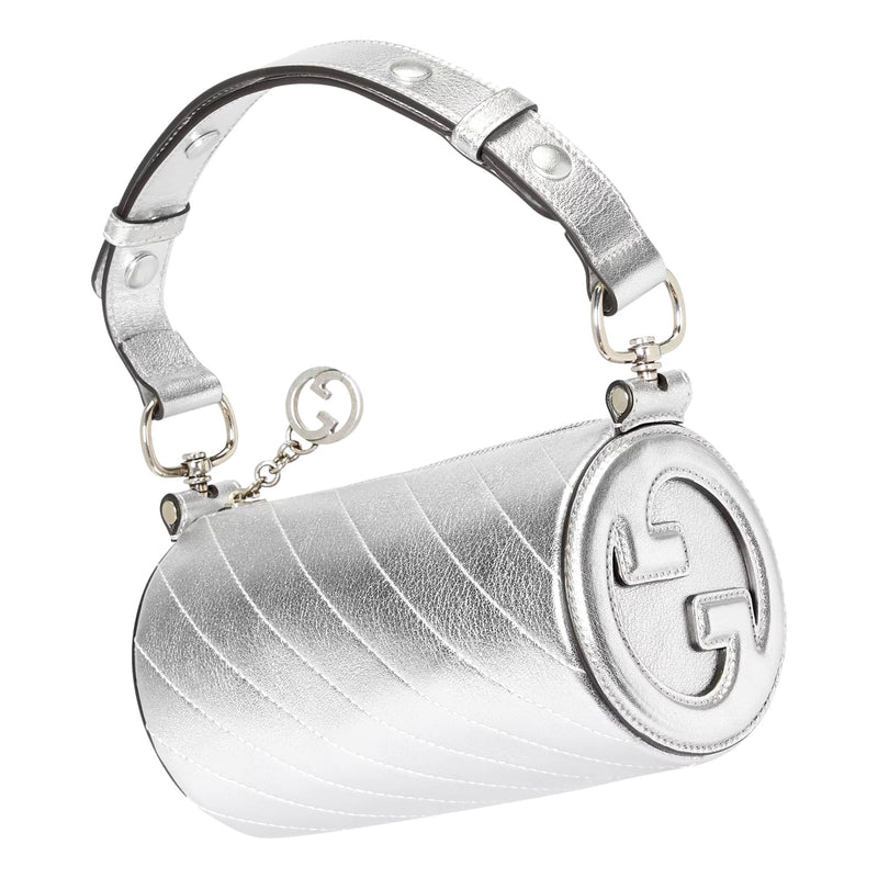 Blondie Mini Shoulder Bag in Metallic Silver Leather