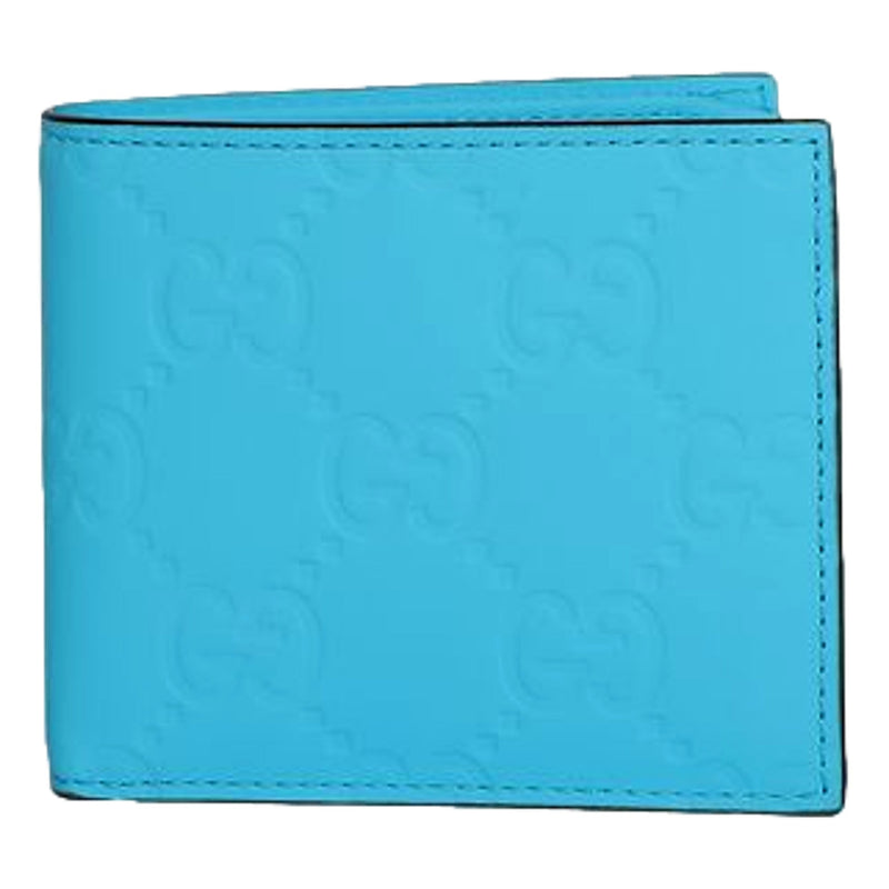 GG Leather Neon Blue Rubber Effect Bifold Wallet