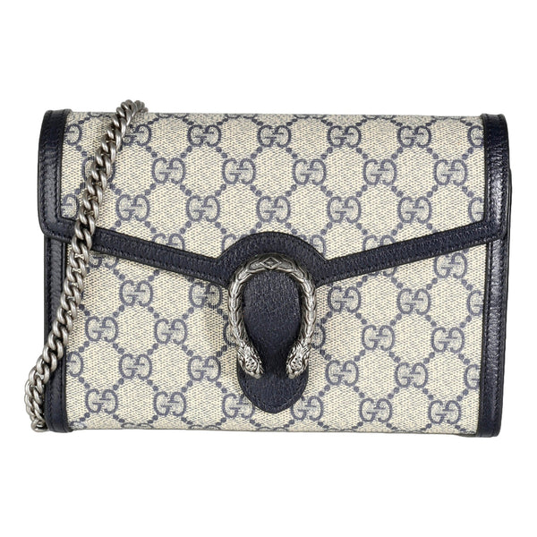 Navy GG Supreme Canvas Mini Dionysus Chain Wallet