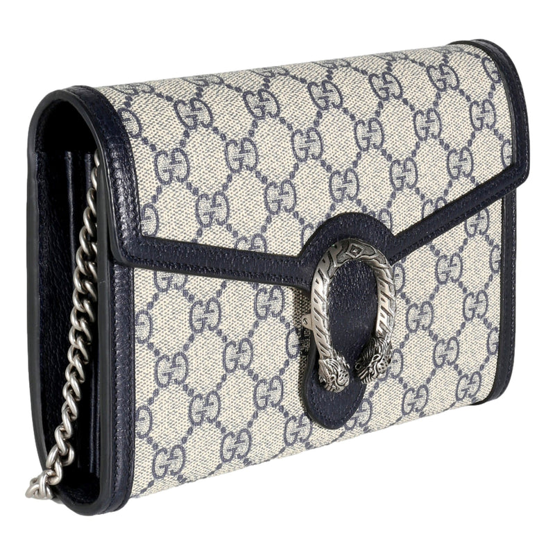 Navy GG Supreme Canvas Mini Dionysus Chain Wallet