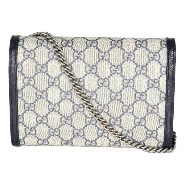 Navy GG Supreme Canvas Mini Dionysus Chain Wallet