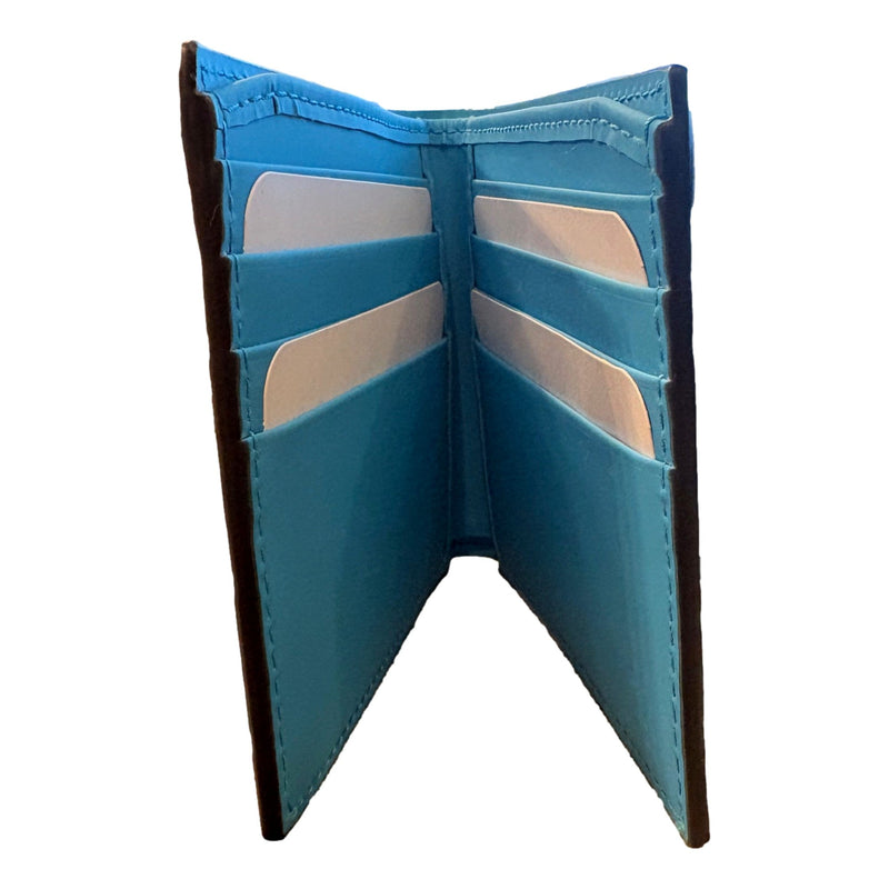 GG Leather Neon Blue Rubber Effect Bifold Wallet