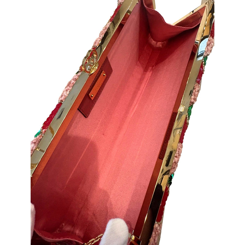 Broadway Embellished Sequins and Crystals Red Green Pink Chain Shoulder Bag Clutch