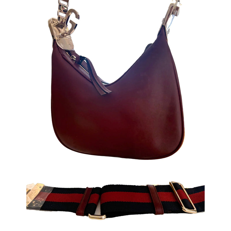 Attaché Small Shoulder Bag Burgundy Leather