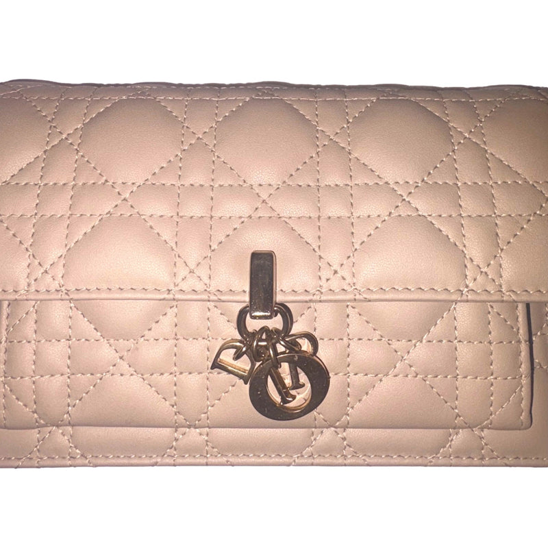 Daily Pouch with Chain Powder Beige Cannage Lambskin