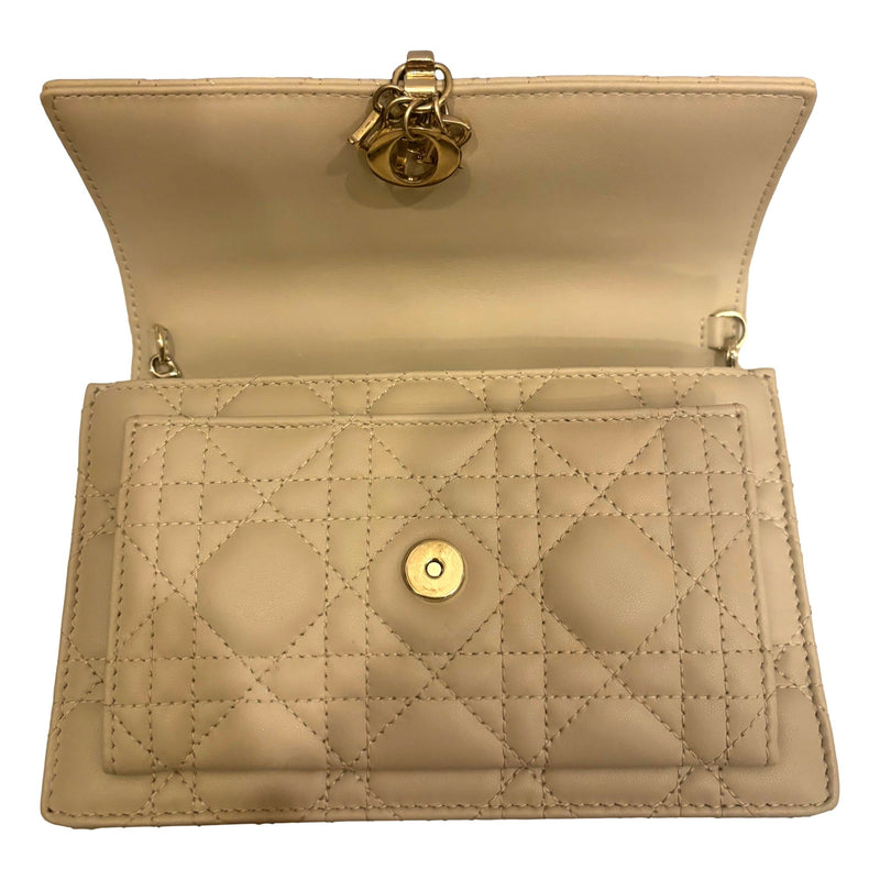 Daily Pouch with Chain Powder Beige Cannage Lambskin