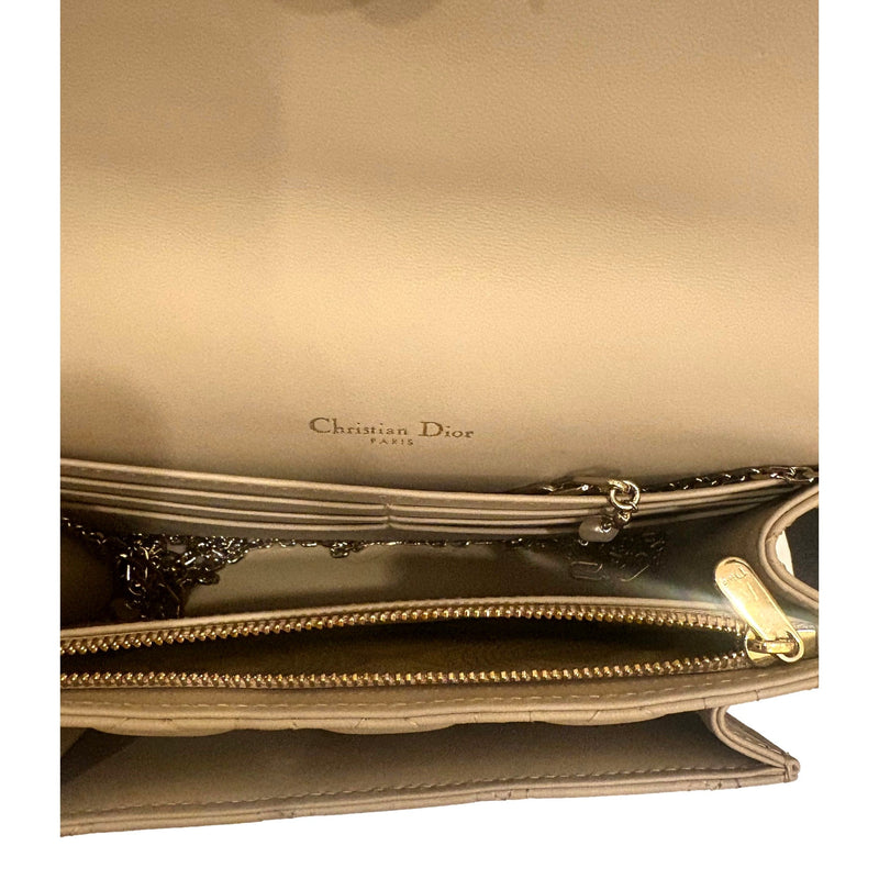Daily Pouch with Chain Powder Beige Cannage Lambskin