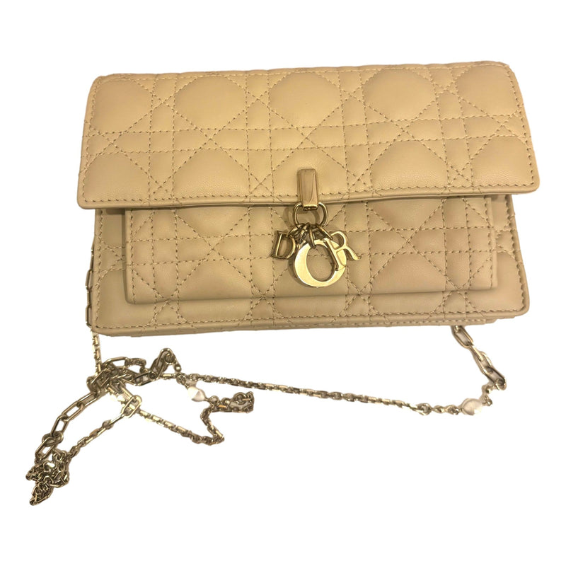 Daily Pouch with Chain Powder Beige Cannage Lambskin
