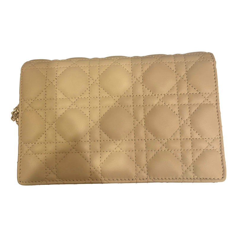 Daily Pouch with Chain Powder Beige Cannage Lambskin