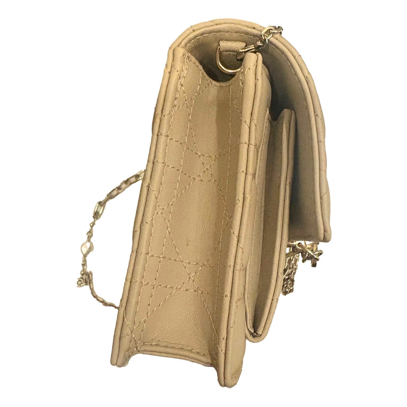 Daily Pouch with Chain Powder Beige Cannage Lambskin
