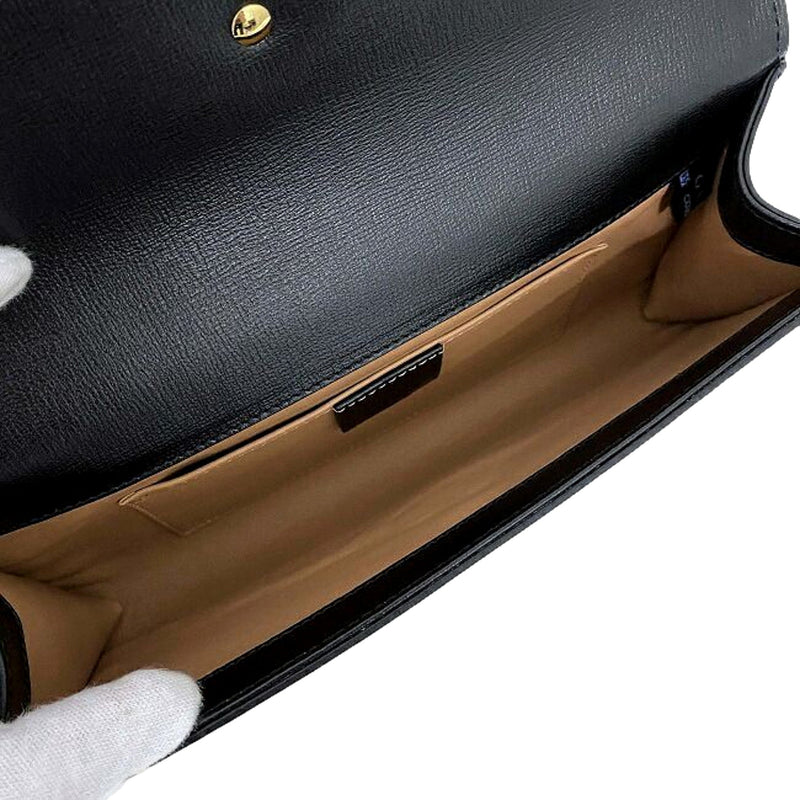 GG Black Leather Broadway Clutch